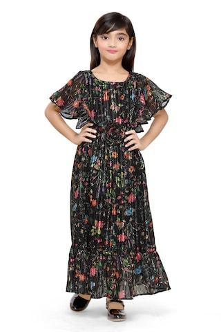 black print full length casual girls regular fit dress