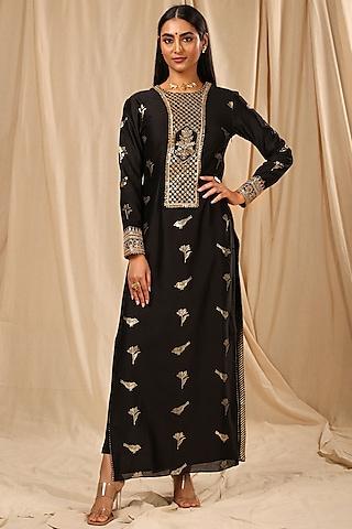 black printed & embroidered kurta set