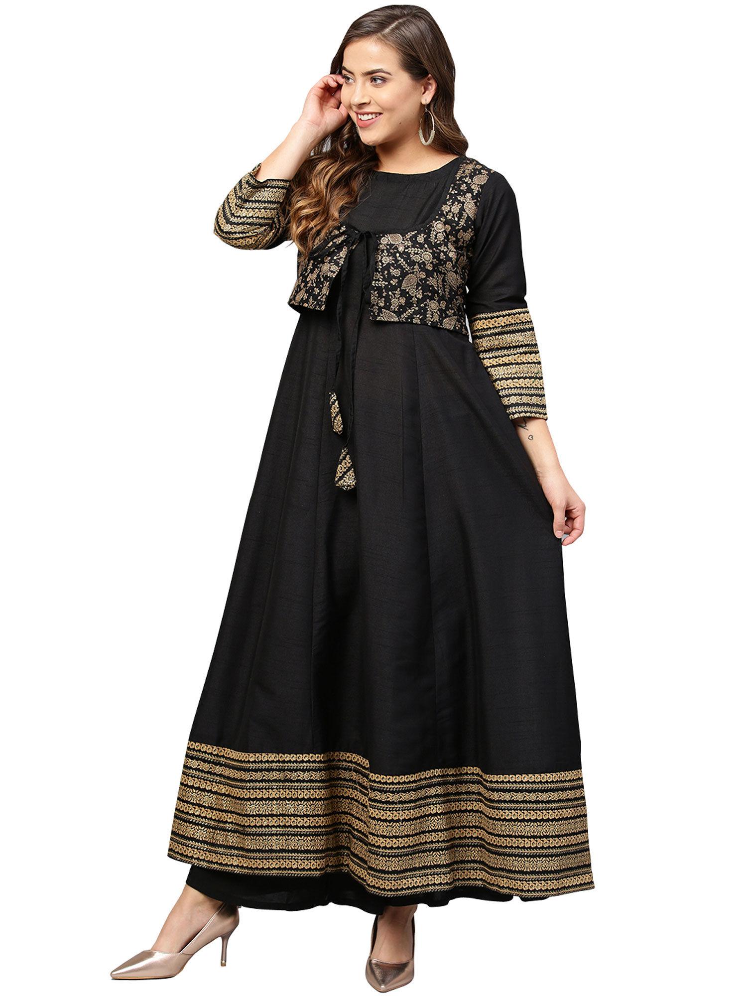 black printed anarkali kurta