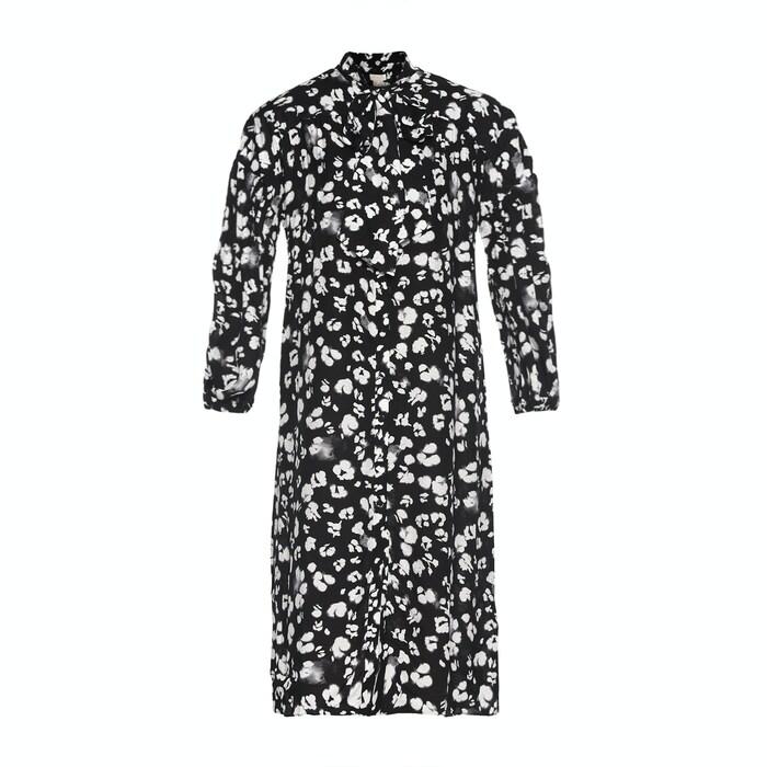 black printed balloon sleeve dress