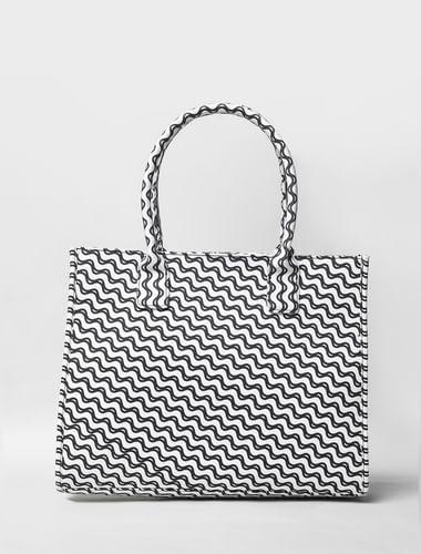 black printed canvas shopper