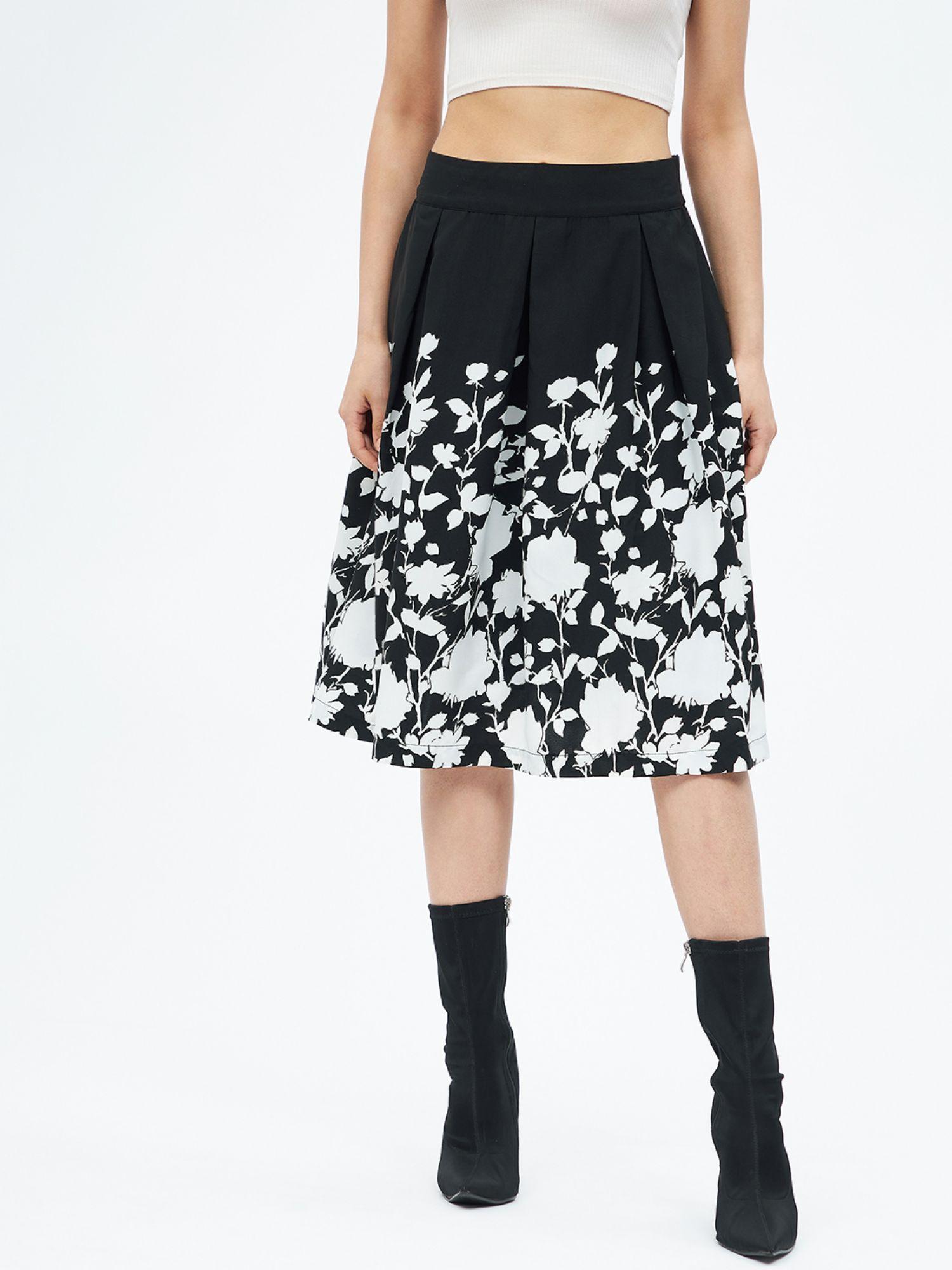 black printed casual skirt