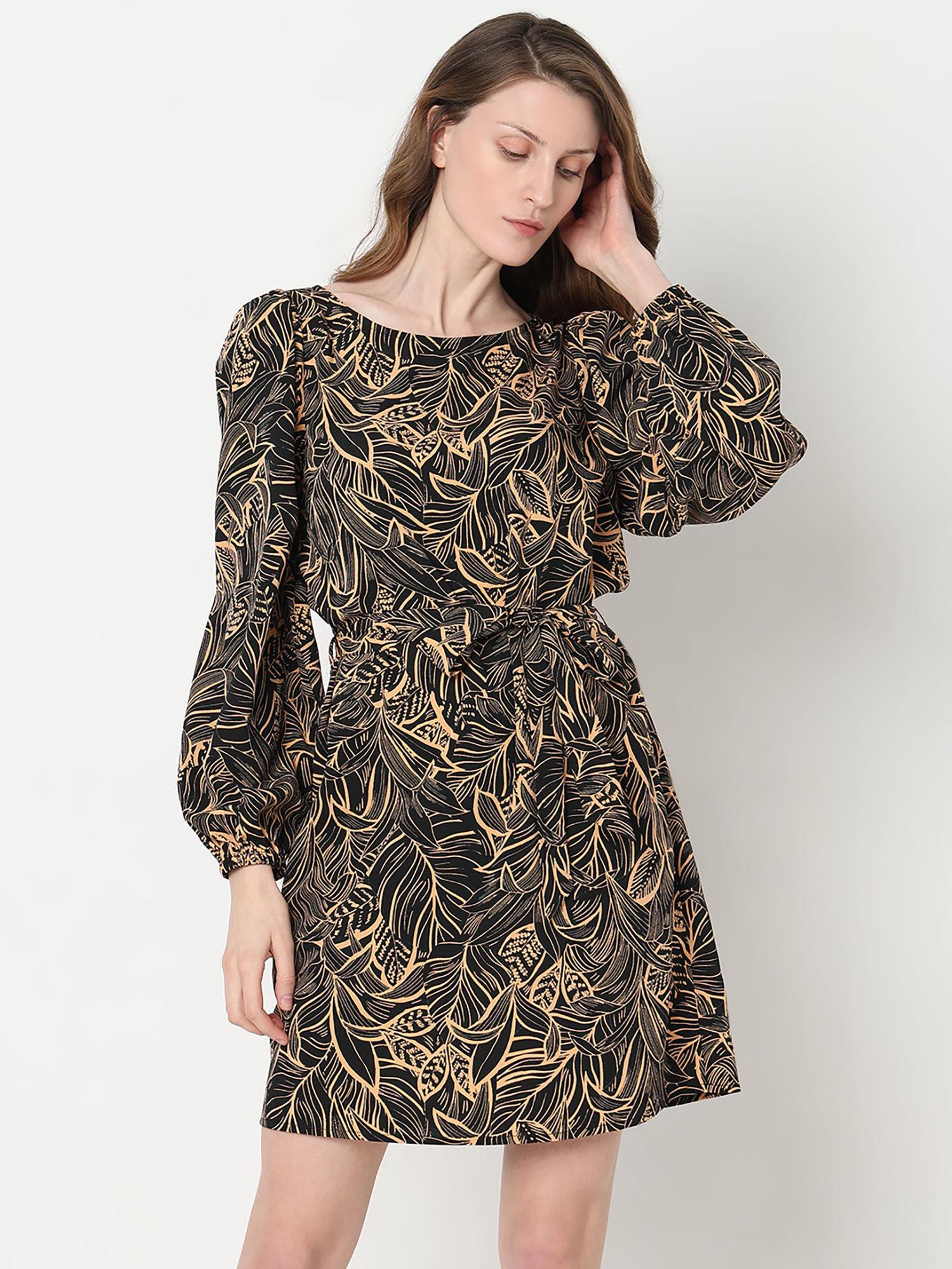 black printed fit & flare dress