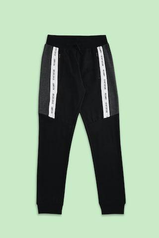 black printed full length casual boys regular fit track pants