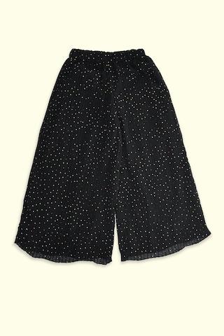 black printed full length casual girls regular fit trouser
