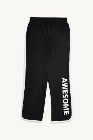 black printed full length mid rise casual girls regular fit track pants