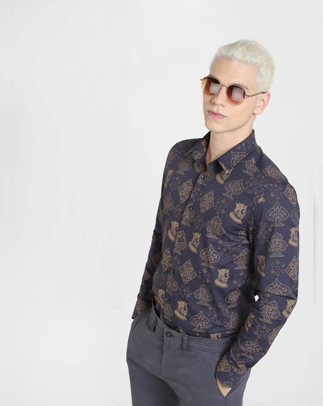 black printed full sleeves shirt