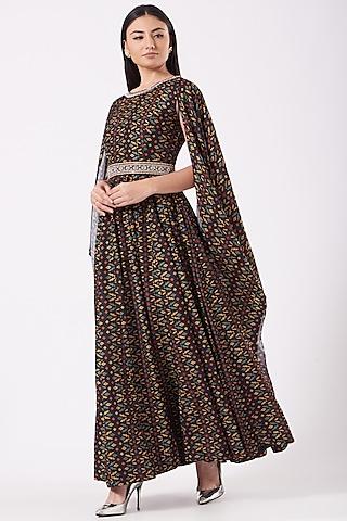 black printed gown