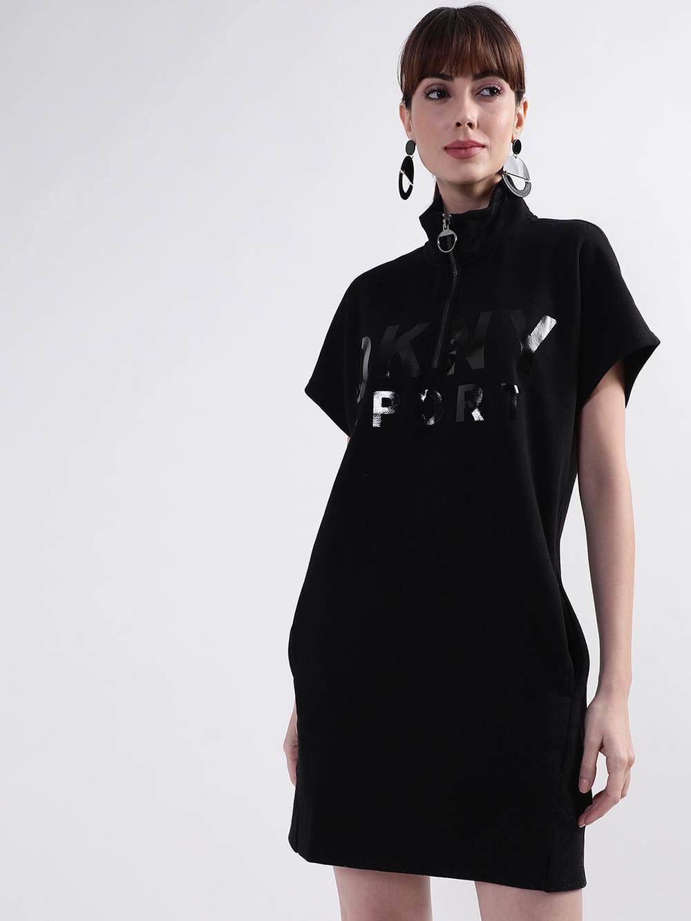 black printed high neck dress