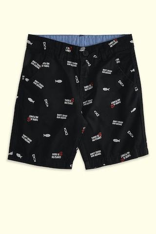 black printed knee length casual boys regular fit shorts