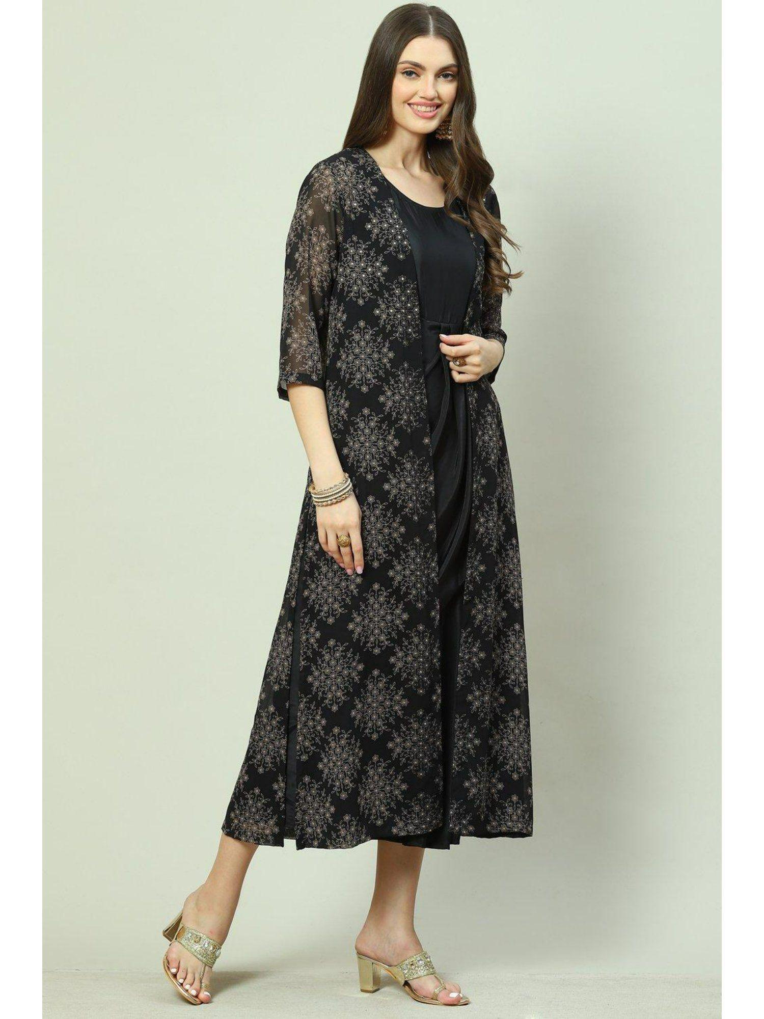 black printed kurta (set of 2)