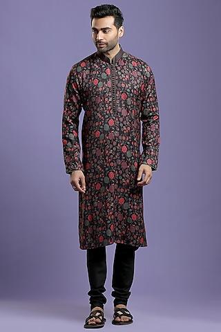 black printed kurta set