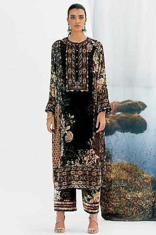 black printed kurta