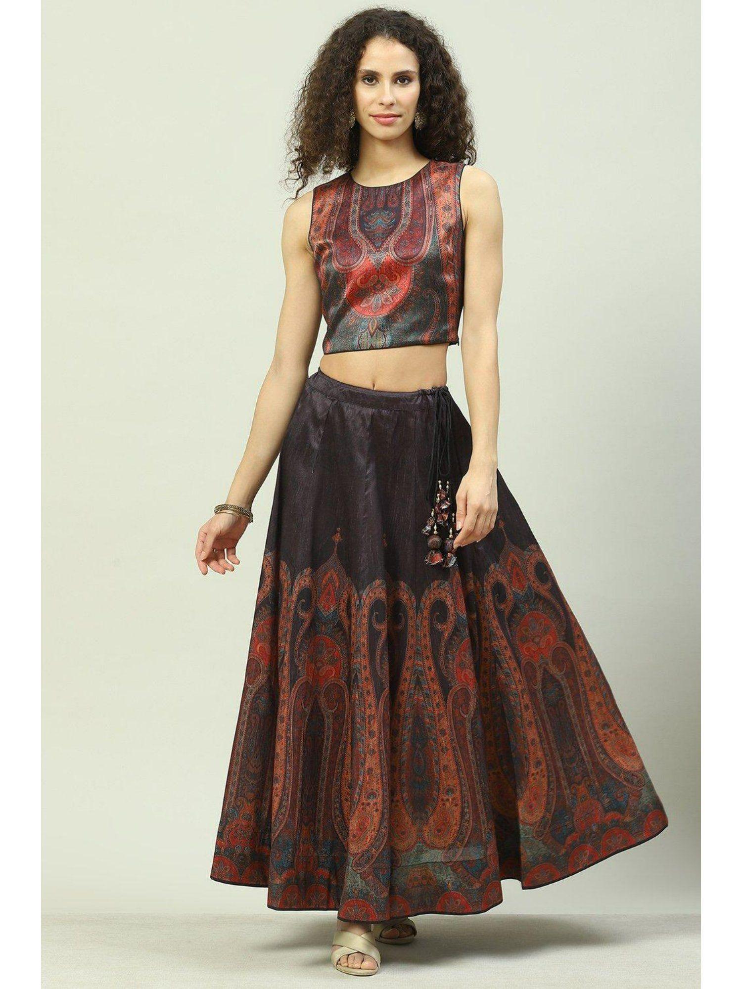 black printed lehenga (set of 2)