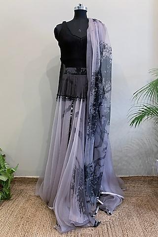 black printed lehenga set