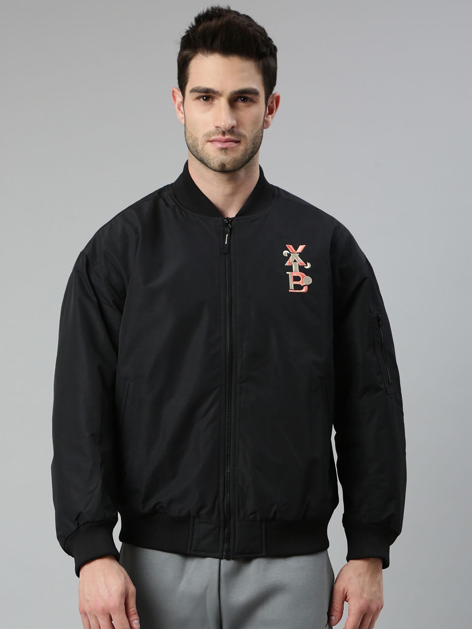 black printed loose fit basketball jacket