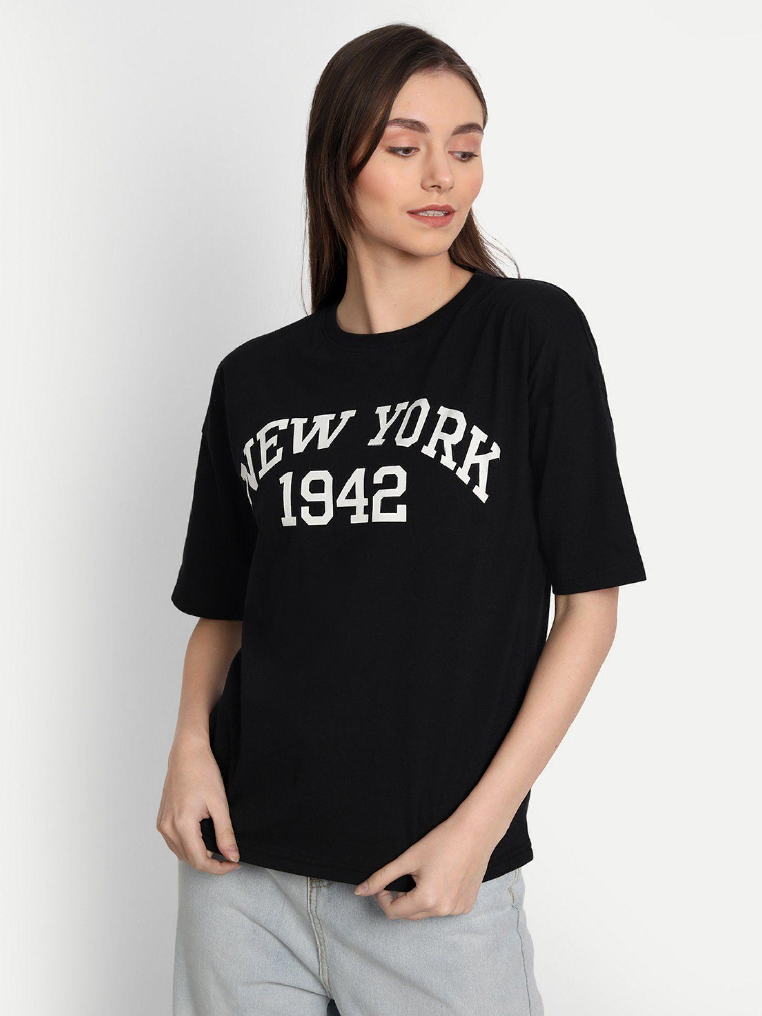 black printed oversized short sleeve t-shirt