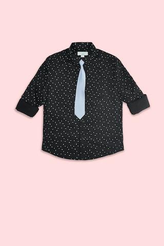 black printed party full sleeves regular collar boys regular fit shirt
