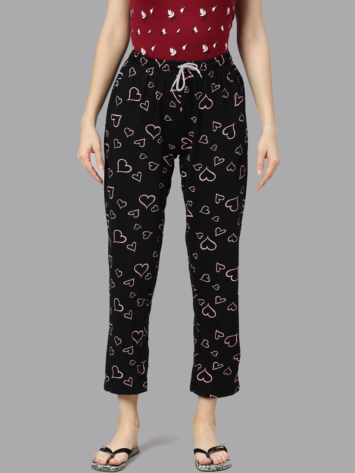 black printed pyjama for women