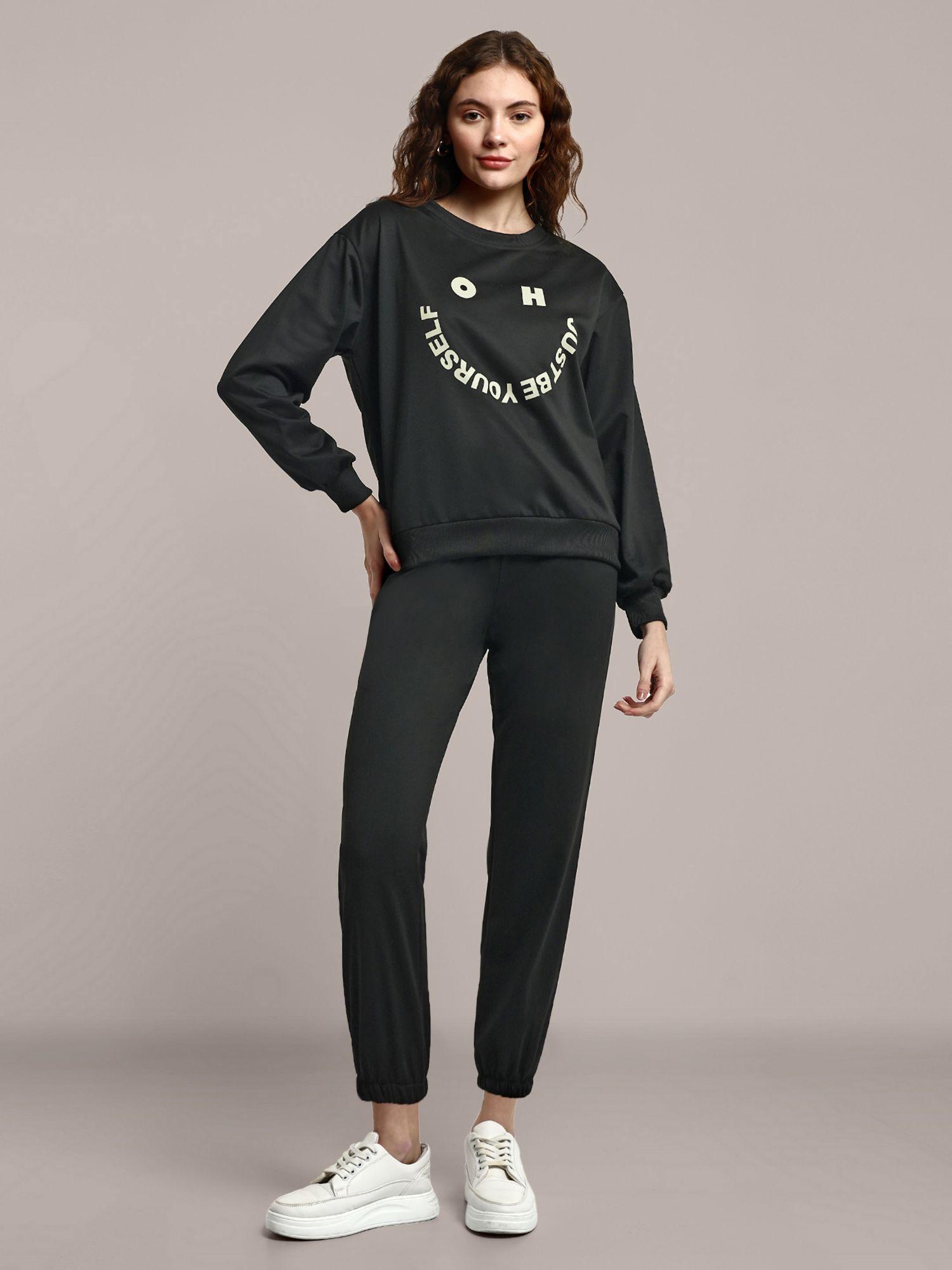 black printed sweatshirt and track pant (set of 2)