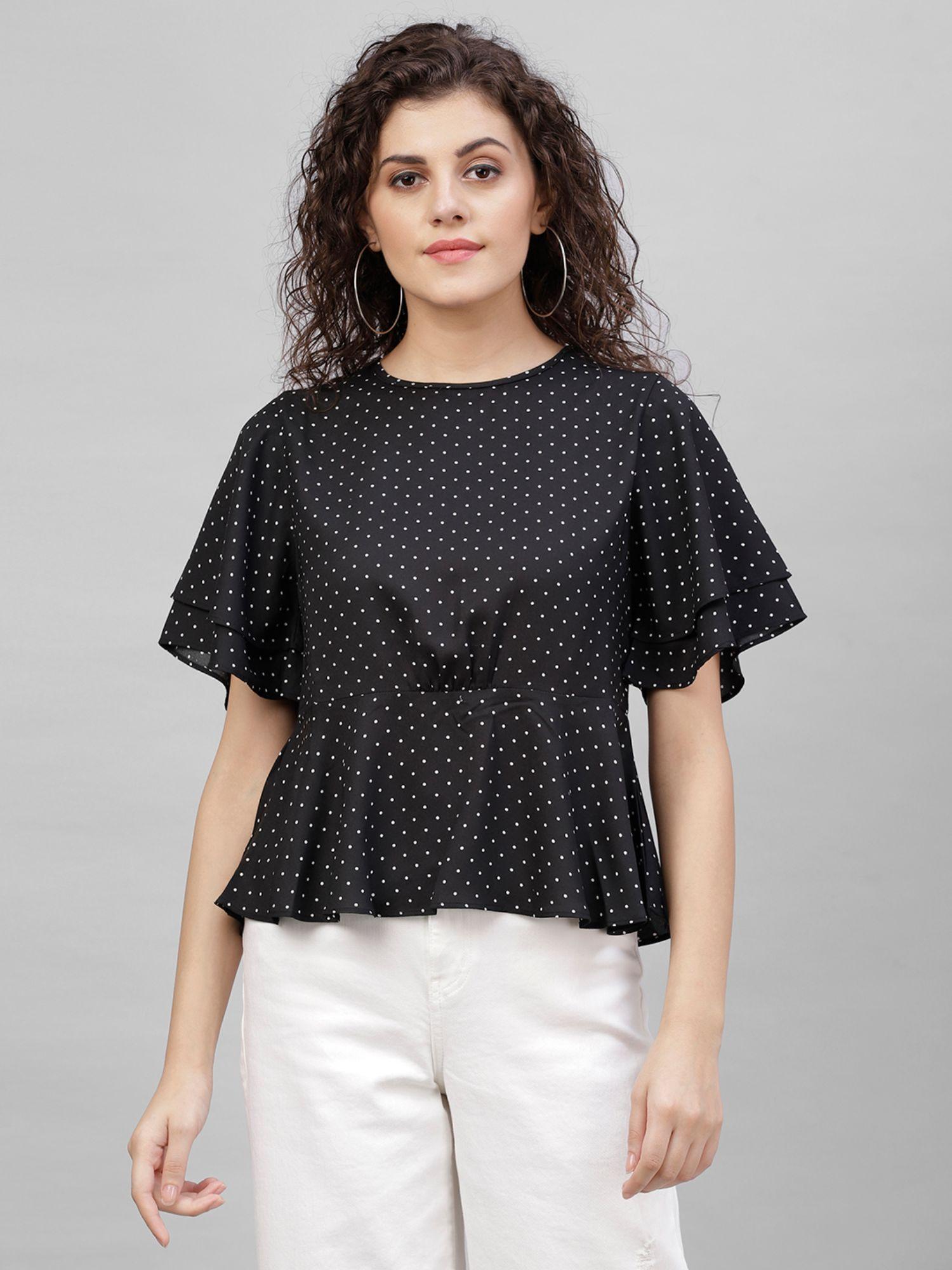 black printed top