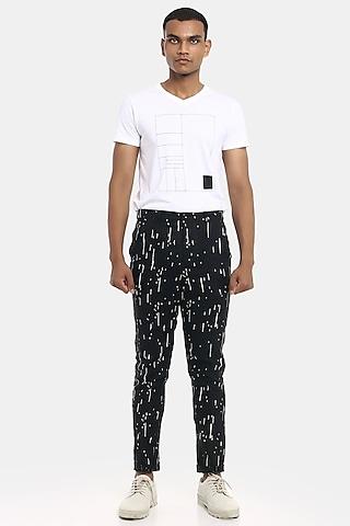 black printed trousers