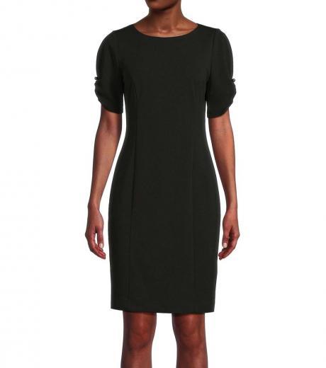 black puff sleeve sheath dress