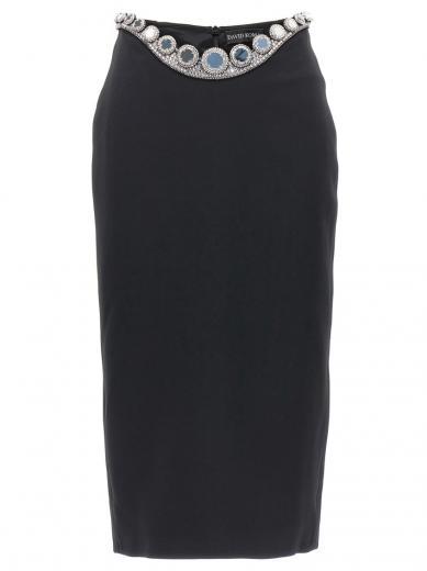 black puffer circle embroidery skirt