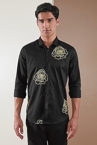 black pure cotton printed shirt