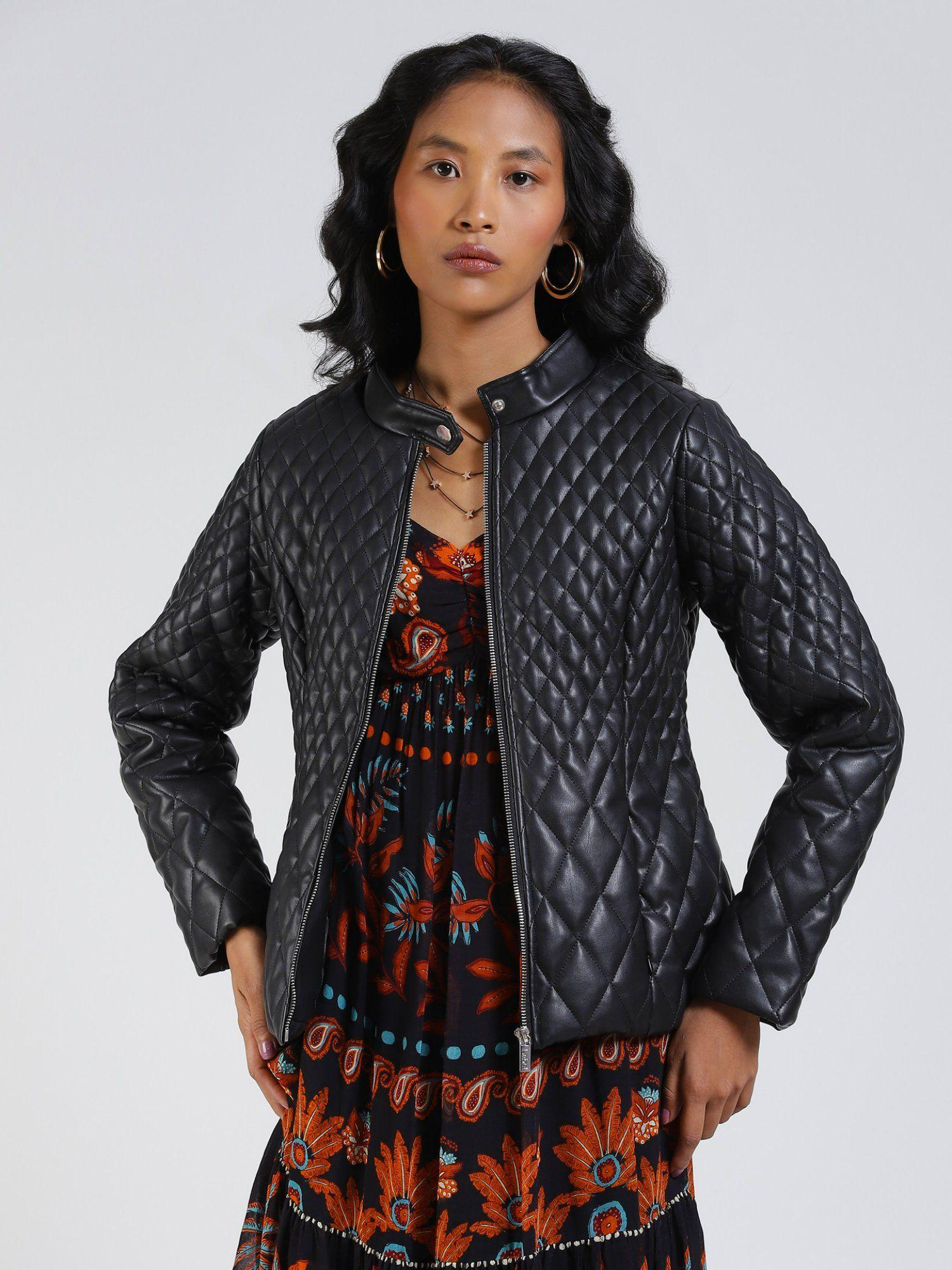 black quilted biker jacket