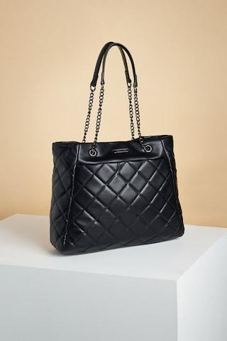 black quilted casual pu women shoulder bag