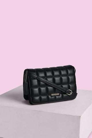 black quilted casual semi pu women cross body bag