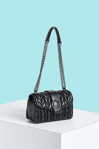 black quilted casual women cross body bag