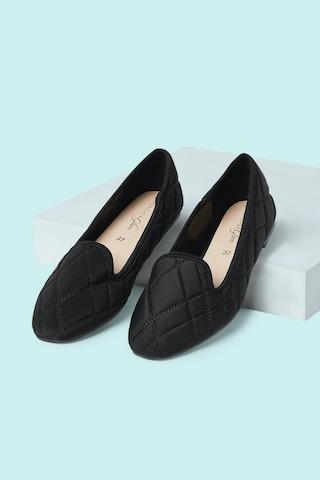 black quilted casual women loafers