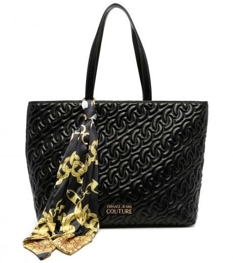 black quilted large tote