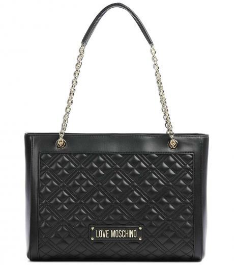 black quilted large tote