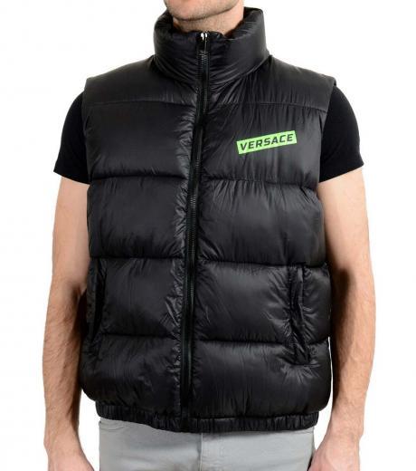 black quilted logo puffer jacket