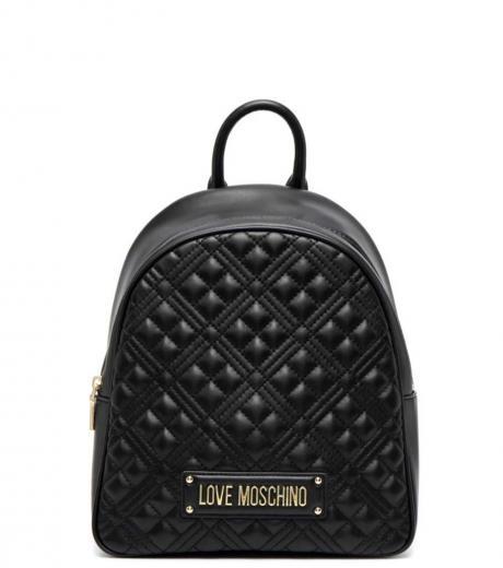 black quilted small backpack