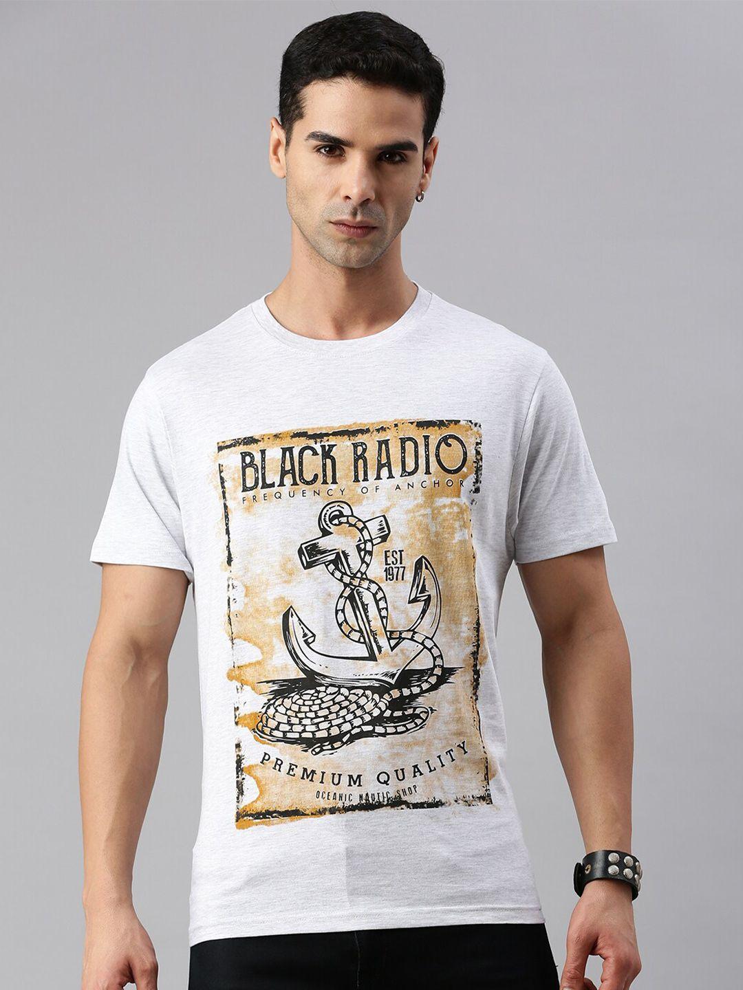 black radio graphic printed cotton t-shirt