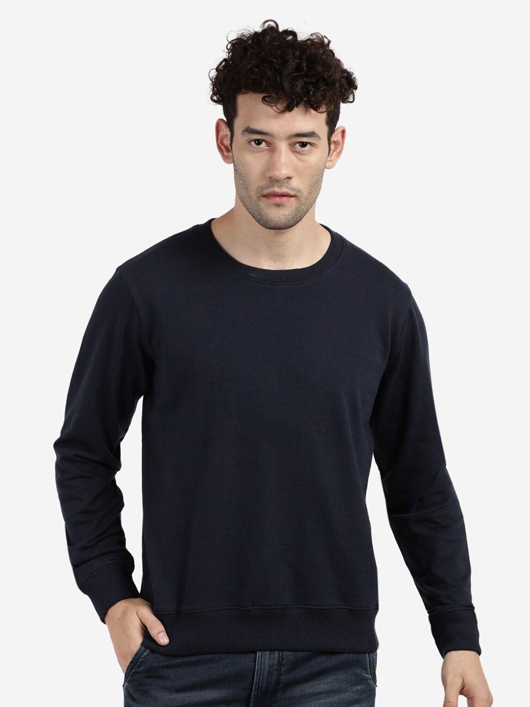 black radio round neck cotton sweatshirt