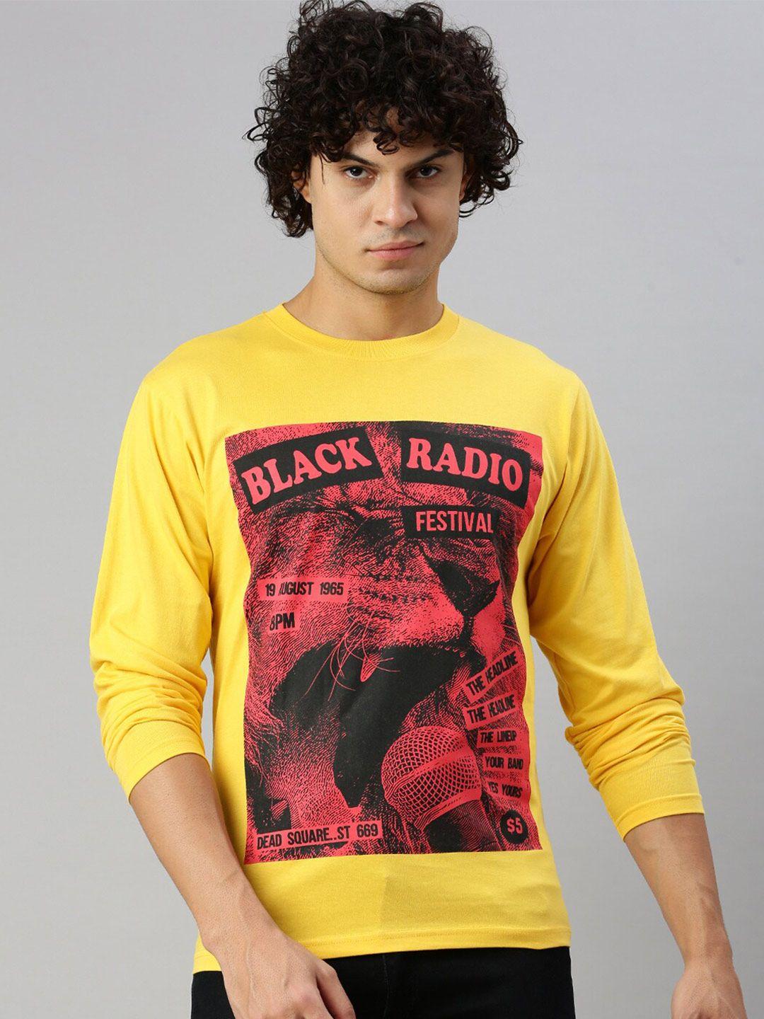 black radio typography printed pure cotton t-shirt