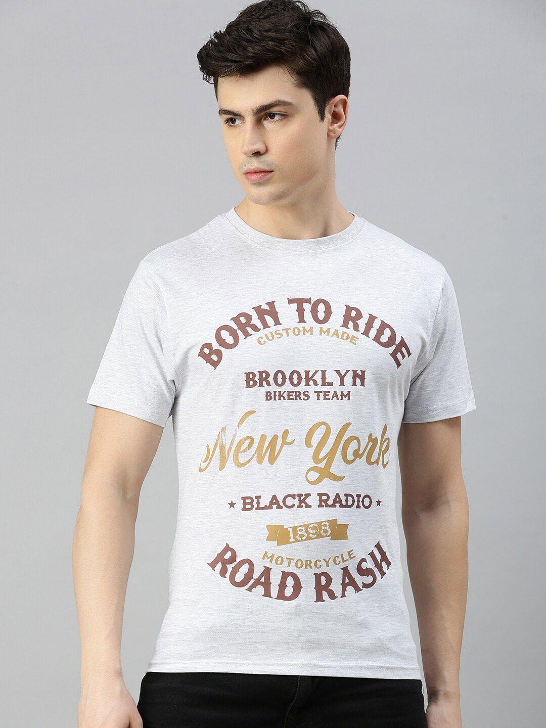 black radio typography printed pure cotton t-shirt