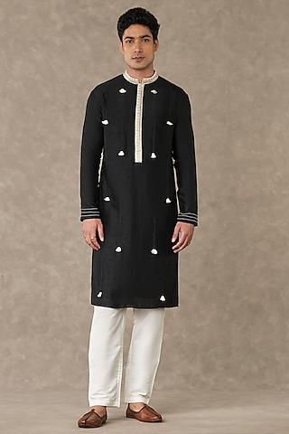 black raw silk kurta set