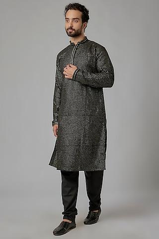 black rayon sequins embroidered kurta set