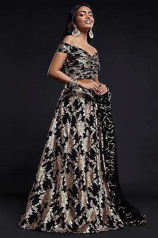 black recycled polyester lehenga set