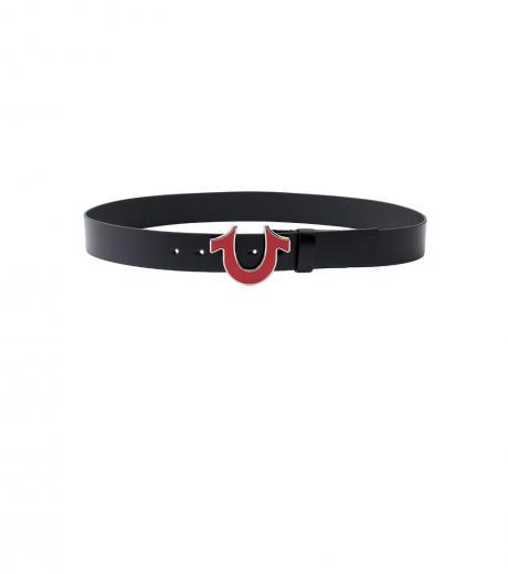 black red horseshoe buckle belt