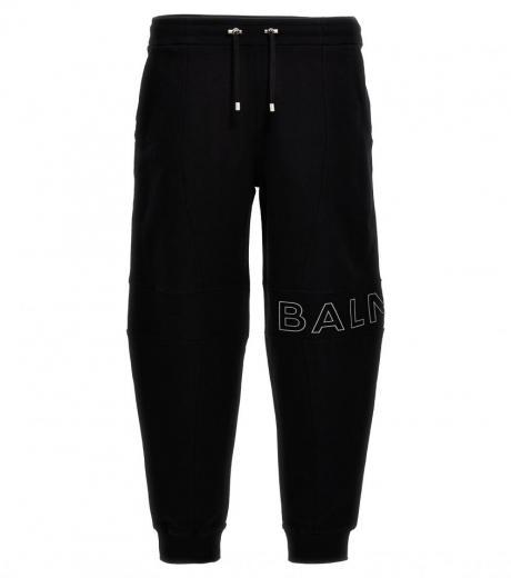 black reflective logo joggers