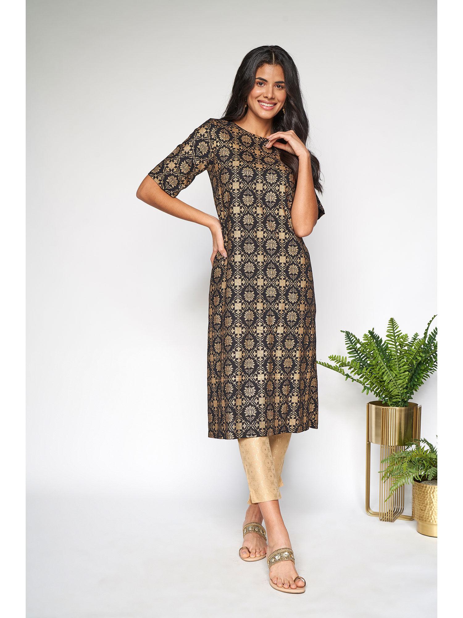 black regular a-line kurta