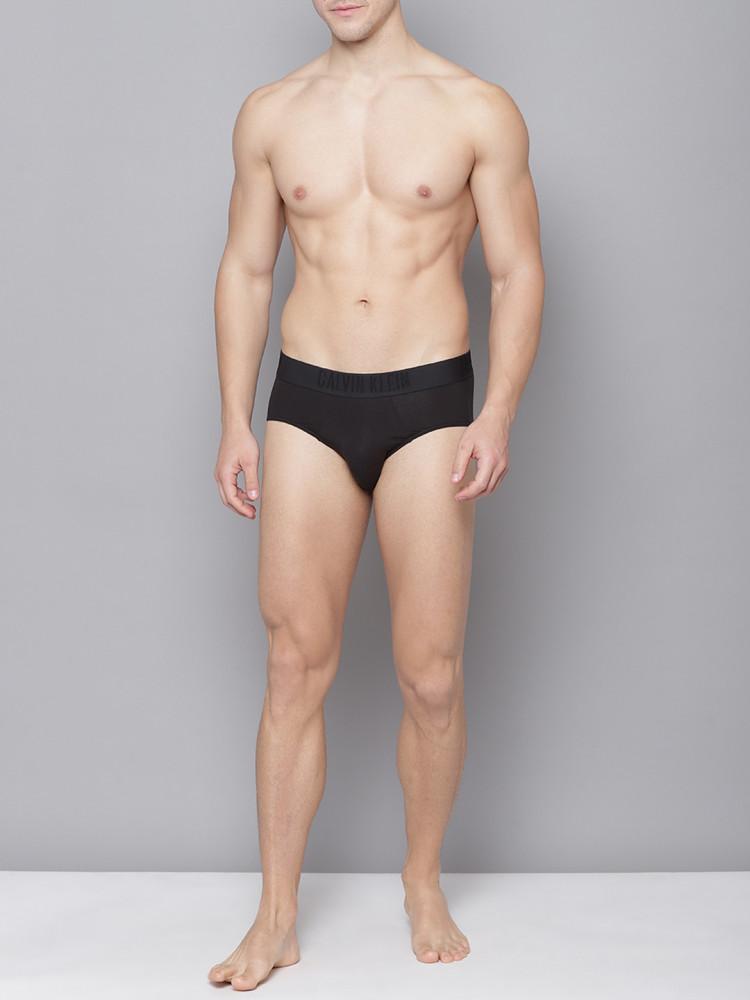 black regular fit solid brief