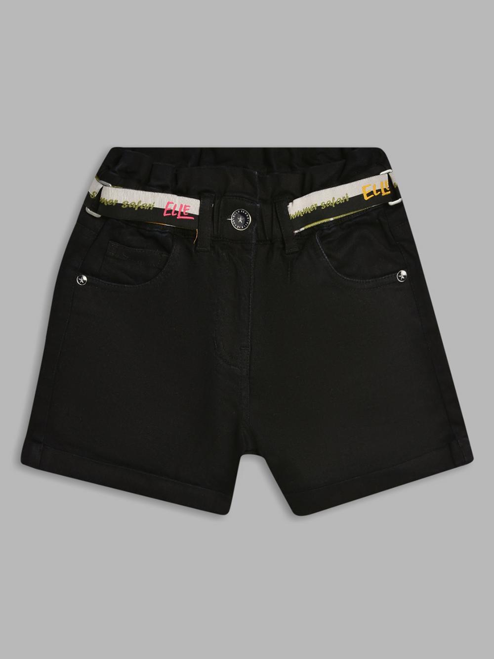 black regular fit solid shorts